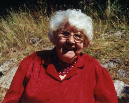 Nan Price taking 
in the midday sun.