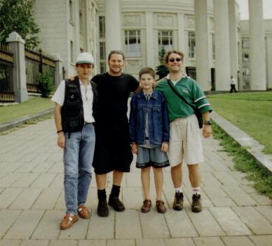 Myself with Vladimir, Yan and Ryan outside
the University where 
Vladimir studied.